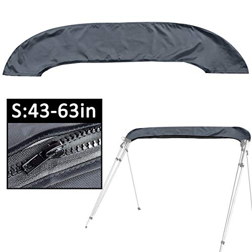 Bimini Top Cover，Suitable for 3-4 Bows Bimini Tops，Effectively Prevent The Erosion of UV, sea Water and sea Breeze in Summer，Bimini Top Canopy,Storage Boot (Grey S:43-63IN)
