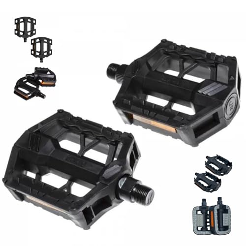 ANDINUS Pedales Reforzados de Polímero para Bicicleta MTB, BMX, Montaña y City – Rosca Estándar 9/16' – Rodamientos de Bolas – Resistentes, Ligeros y Duraderos (80026-B)