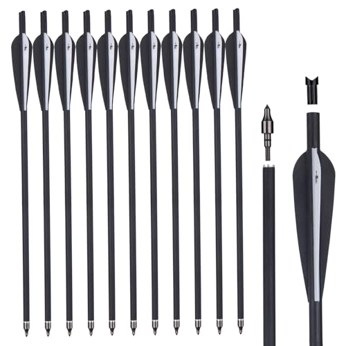 GQT Crossbow Bolts 16 Inch -, Hunting and Target Practice, Archery Bolts for Crossbow Shooting, 12 Pack