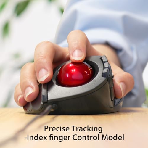 Image of ELECOM DEFT Trackball Mouse, Wired, Finger Control, 8-Button Function with Smooth Tracking, Ergonomic Design, Optical Gaming Sensor, Smooth Red Ball, Windows11, macOS (M-DT2URBK-G)