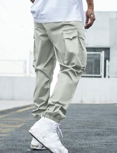 Image of ZAFUL Men's Streetwear Cargo Pants with Flap Pockets & Drawstring Elastic Waist - Casual & Techwear Joggers