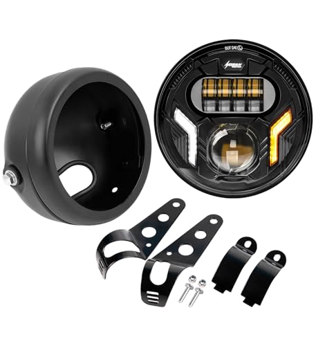 HENGTUAOTO 5-3/4 5.75' White DRL/Amber Turn Signal...
