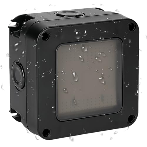 SPORWAY - Interruptor de proyección impermeable, para habitaciones húmedas, montaje en saliente, IP66, paneles de interruptores intercambiables, para exteriores, jardín, taller (interruptor simple)