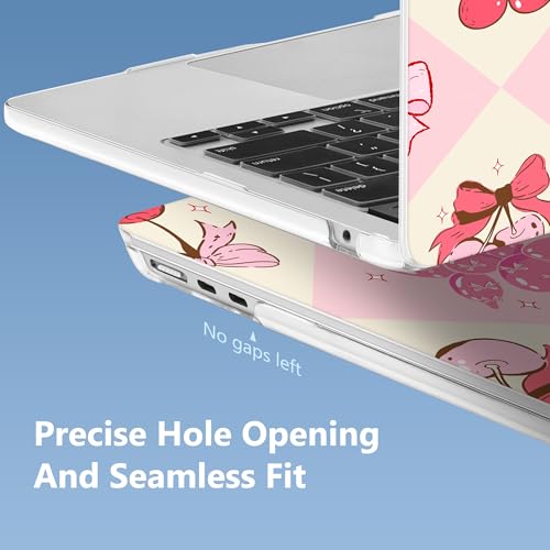 Image of Mektron Case for 2026 MacBook Air 13-inch M5 Laptop A3449 with 13.6-inch Liquid Retina Display, 2025 2024 2022 M4 /M3 /M2 MacBook Air 13 inch Hard Shell Cover, Fit Model A3240 A3113 A2681, Cherry with Bows