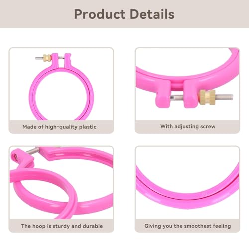 Image of 3pcs Plastic Embroidery Hoops Set, Cross Stitch Circle Hoop Embroidery Circle Ring for Embroidery and Cross Stitch Random Color(3in)