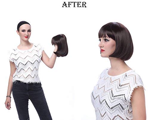 Onedor 10" Short Straight Hair Flapper Cosplay Costume Bob Wig (Black) #TOP4