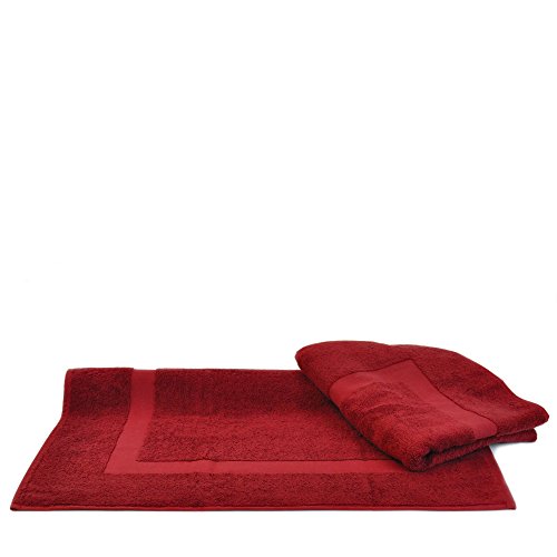 100% Turkish Cotton Luxury Hotel & Spa 25x39 Banded Bath Mat (2 Pack, Cranberry)