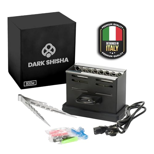 Hornillo Eléctrico Dark Shisha 800W Toaster para Carbón de Cachimba | Encendido Rápido 4–6 Min | Termostato On/Off | Rejilla Protectora | Pinzas + Boquillas Incluidas
