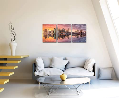 Yeilnm New York City Wall Art Sunset Landscape Brooklyn Bridge Canvas Picture Manhattan Skyline Painting Giclee Artwork Modern Home Office Living Room Bedroom Wall Decoration #TOP3