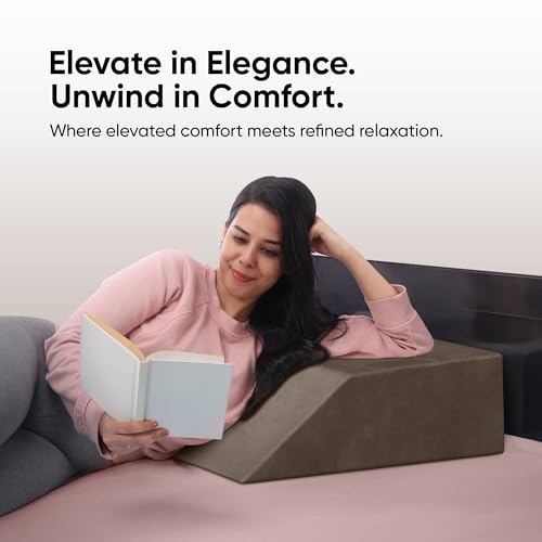 Image of Frido Leg Elevation Wedge Pillow for Edema, Varicose Veins, Fracture | High Resilience Foam Cushion for Leg, Knee & Thigh Support | Back Pain & Swelling Relief | Lightweight (Coffee Brown)