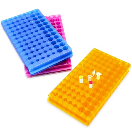 Test Tube Rack, 3-Pack, Double-Panel, 84+102 Positions, Fits 0.2ml to 5ml Tubes, Numbered Markings