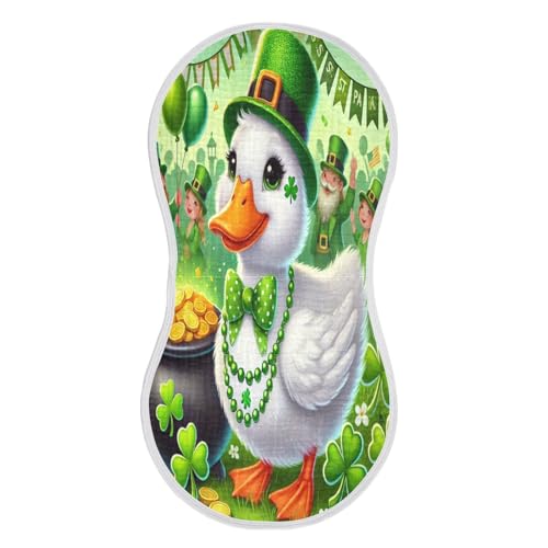 St Patricks Duck Baby Burp Cloths Soft Burp Cloth Rags Cotton Burp Clothes Absorbent Muslin Burp Cloths for Girl Unisex Boy Newborn 1 Pack 22x11 Inches