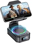 Gifts for Men Women, Foldable Mobile Phone Stand with Bluetooth Speaker, 4-in-1 Design Portable Speaker with Colourful RGB Lights, Anti-Slip Base, Birthday Presents for Dads/Mums,Cool Tech Gadgets