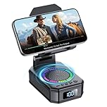 Gifts for Men Women, Phone Stand with Bluetooth Speaker, 4-in-1 Design with 7 RGB Lights, Anti-Slip Base, Foldable Phone Charger Stand with Wireless Speaker, Perfect Tech Gadgets Gift for Mother's Day