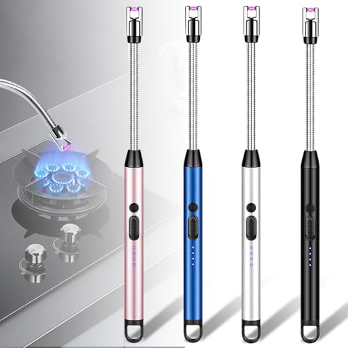 GOMETY 4 accendini elettrici ad arco elettrici, ricaricabili USB, accendino elettronico lungo, per candele, barbecue, campeggio, camino (colore )