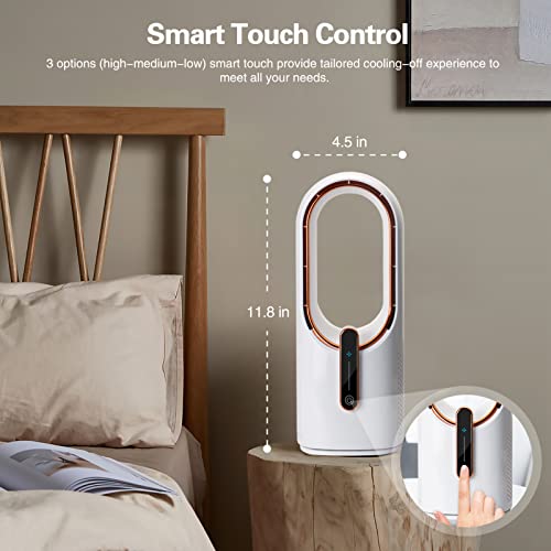 Sismel Desk Fan, Small Quiet Bladeless Fan 11.8 Inch Usb Table Fan, Portable Rechargeable Battery Operated Fan With Touch Control 3 Cooling Speeds, Personal Desktop Fan For Bedroom Office Home #TOP1