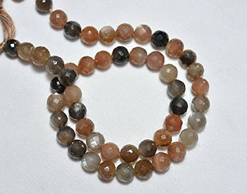 Cuentas de piedra de luna de 8mm esferas facetadas multicolor para collar