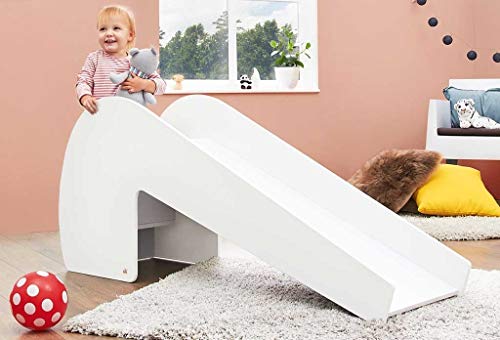 Pinolino Indoor-Rutsche Lotta aus Holz, Belastbarkeit 60 kg, mit 2 Augenaufklebern, für Kinder ab 3 Jahren, weiss