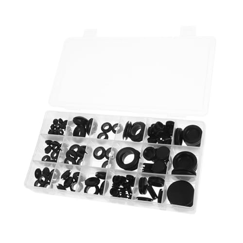 KICHOUSE Rubber Grommet Set 125pcs Wire Entry Grommets Seal Design Black Versatile Sizes for Cable Management