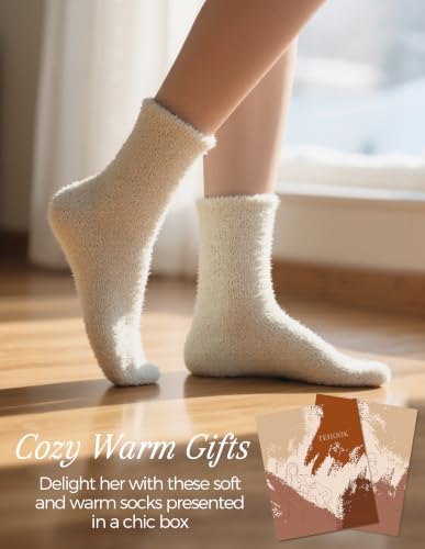 Image of TEHOOK Warm & Cozy Gifts for Women, Fluffy Fuzzy Plush Sleeping Slipper Socks - Soft Warm Fabric
