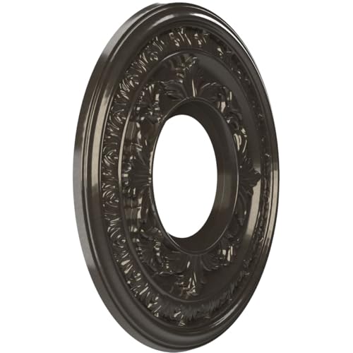 Image of Ekena Millwork CMP10BACCH Baltimore Thermoformed PVC Ceiling Medallion (Fits Canopies up to 4 1 /4 inch), 10 inchOD x 3 1 /2 inchID x 3 /4 inchP, Metallic Charcoal