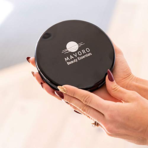 Mavoro Led Lighted Travel Makeup Mirror, Rechargeable, 1X/10X Magnification - Daylight Led, Pocket Or Purse Mirror, Small Travel Mirror. Folding Portable Mirror, Touch Sensor, Usb Charging (Black) #TOP3