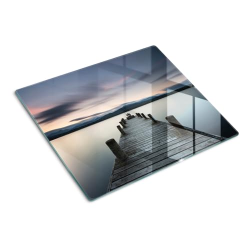 Protège-plan de travail 60x52 cm en verre rectangulaire imprimé Lac