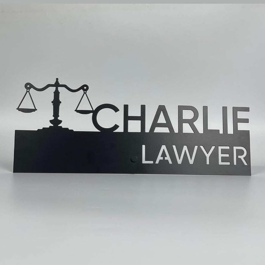 Wooden Lawyer Desk Name Plate Metal Sign