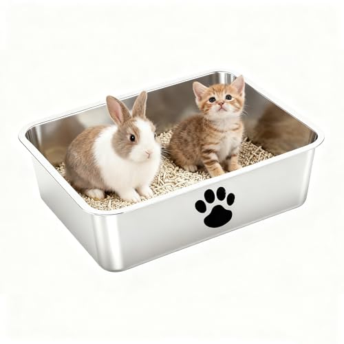 Arenero metálico pequeño para gato de acero inoxidable miniatura 1