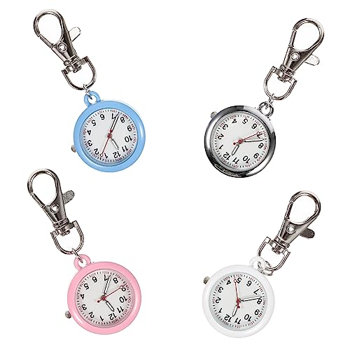 MOBUTOFU 4個 ルミナスナースウォッチ 看護師用の時計 時計キーホルダー キーホルダー腕時計 オンを見る ナースウォッチ 式 看護師のための オン時計 懐中時計 ガラス