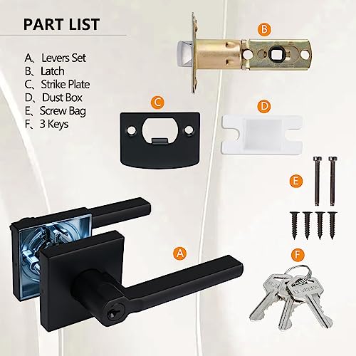 Image of NEWBANG (4Pack) Different Key Entry Lever Lock in Venetian Matt Black for Exterior Door