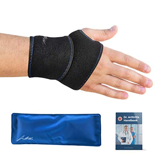 Doctor Developed Wrist Ice Pack Wrap / Hand Support Brace with Reusable Gel