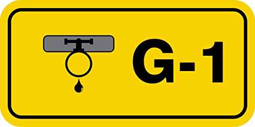 Étiquette G-1 Gas jaune adhésive pour vanne et tuyau de gaz