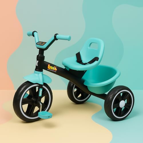 Image of Luusa KICK TRICYCLES for Kids | Kids Tricycle with Adjustable Seat Belt and Safety Features | Durable Frame | Suitable for Ages 1-5 Years | Multiple Colors Made in India (SEA Green)