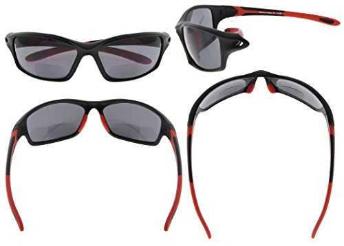 Image of Eyekepper Bifocal Sunglasses for Women Men, Rectangular Frame | Outdoor Sports Bifocal Reading Sunglass, with Readers Built in, Mens Tinted Sun Reader Bifocals, Ladies Cheater,Wrap Half Rim