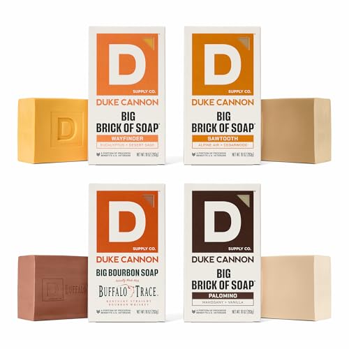 Image of Duke Cannon Supply Co. Large Bar Soap Bundle - Men's Soap with Masculine Scent - All Skin Types - Wayfinder, Sawtooth, Bourbon & Palomino, 10 oz (4 Pack)