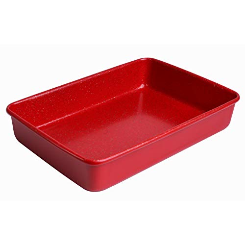 Image of casaWare 11 x 9 x 2-inch Toaster Oven Ultimate Series Commercial Weight Ceramic Non-Stick Coating Baking Pan (Red Granite)