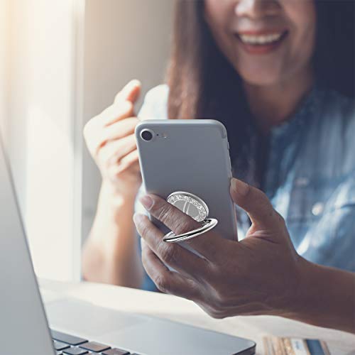 Cell Phone Ring Holder Finger Kickstand - Pikabo 360 Degree Rotation Metal Ring Grip For Magnetic Car Mount Compatible With Iphone, Samsung, All Smartphone. (Glitter Silver) #TOP5