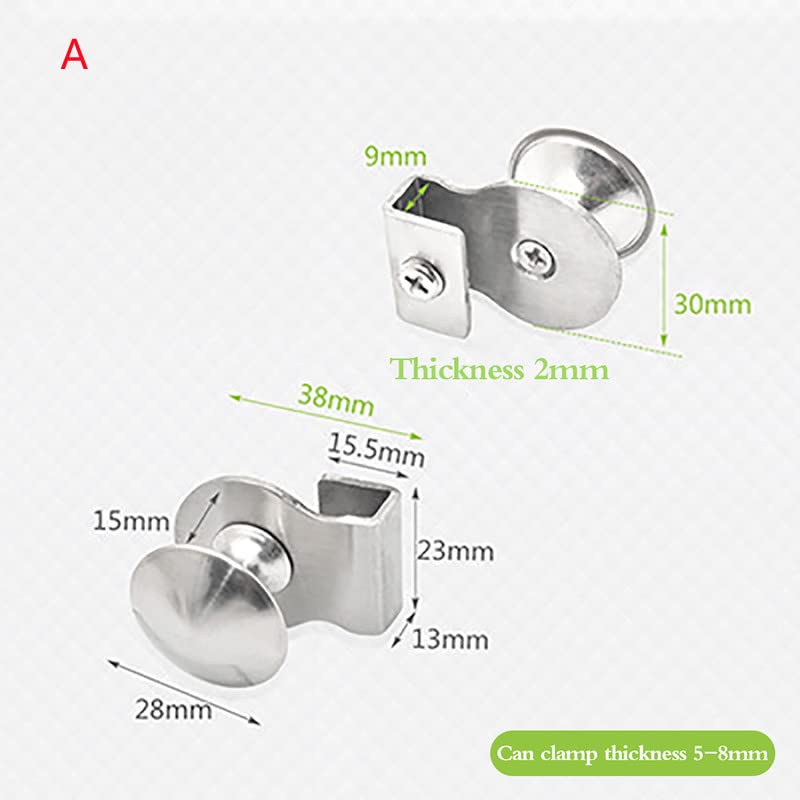 Heuskay 4 Pcs Glass Door Handle,Glass Clip Handle,Stainless Steel No Drilling Door Clips Clamps Pulls Handles Knobs for Glass 5-8mm Showcase Glass Cabinets - Image 4