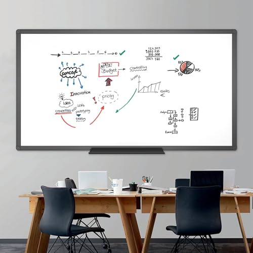 Image of VIZ-PRO Magnetic Dry Erase White Board, 96 X 48 Inches, Black Aluminium Frame