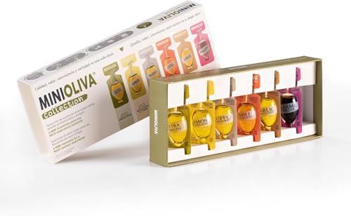 MINIOLIVA Colección - Aceite de Oliva Virgen Extra con Sabores Naturales | 6 Sabores Únicos, 6 Cápsulas Individuales de 8 ml | Ideal para Casa, Viajes y Uso Diario