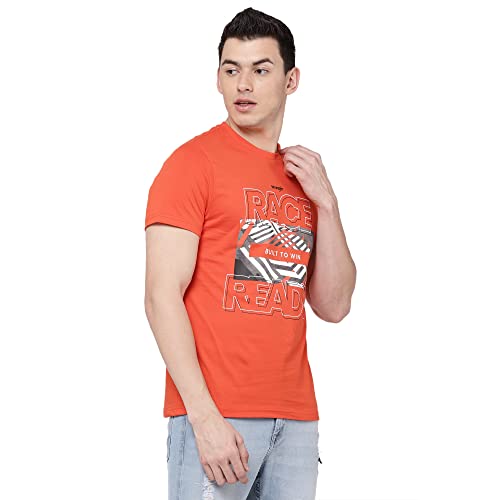 Image of Wrangler Men Bright Orange Graphic Regular Fit T Shirt