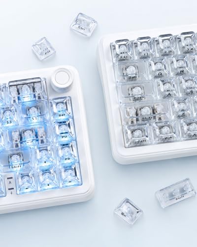 Image of Ice Clear Keycaps Set, 126 Keys Transparent Shine Through Keycap, ASA Profile Keyboard Key Caps, MX-Compatible for 61 /68 /84 /87 /98 /100 /104-Key Mechanical Keyboard