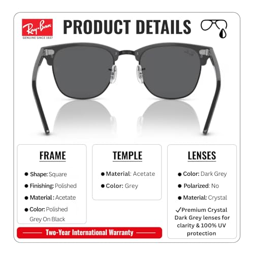 Image of Ray-Ban RB3016 CLUBMASTER CLASSIC Square Shaped Sunglasses for Men & Women with Official RAYBAN Eyewear Kit