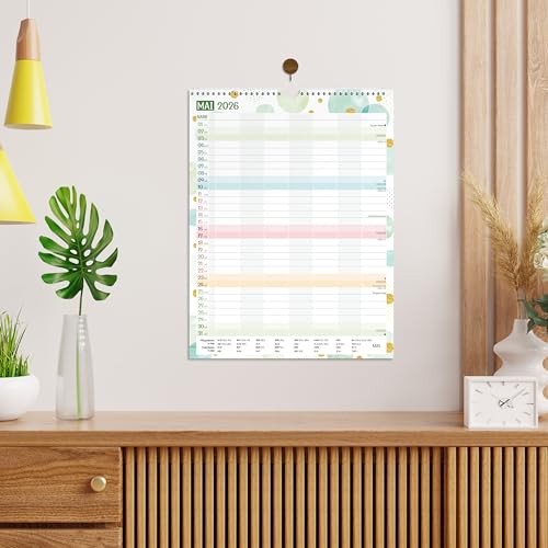 Familienplaner 2026 - Familienkalender 2026, Kalender 2026 Familienplaner 7 Spalten von Januar 2026 bis Dezember 2026, 33 x 44 cm, Bunte Blase