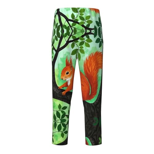 Pajama Pants Pajama Bottoms with Elastic Waistband Sleepwear Lounge Pants, Animal Squirrel Tree2