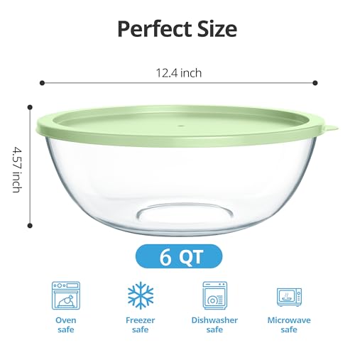 Tazón grande de vidrio transparente 6 Qt para cocina miniatura 2