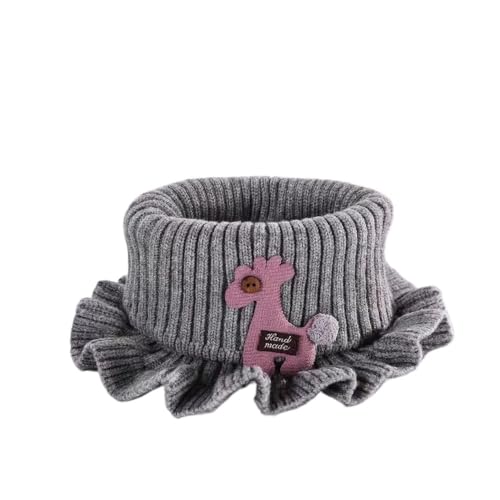 Knitted Scarf Cartoon Giraffe Ruffle Neck Warmer Girls Kids Accessories Collar Circle Outdoor Winter Warm Scarves