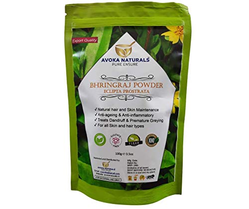Avoka Naturals 100% Pure Bhringraj Powder (Eclipta Prostrata) 100gm each (Pack of 5) For Premature Grey Hair Defence