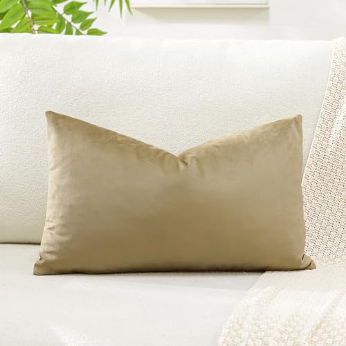 Artscope Luxury Velvet Cushion Covers Super Soft Decorative Rectangle Throw Pillow Covers Case Cushion Covers for Sofa Couch Bedroom Car Decor 40x60cm Tan - Image 2